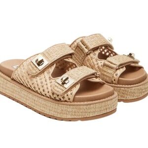 Steve Madden Big Schmona Raffia Platform Slide Sandal